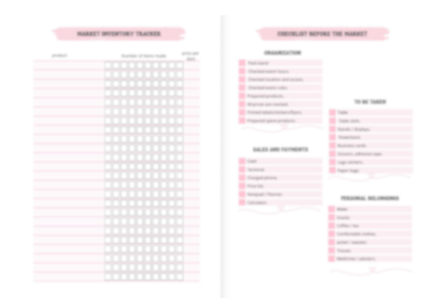 Craft Fair Planner - Printable