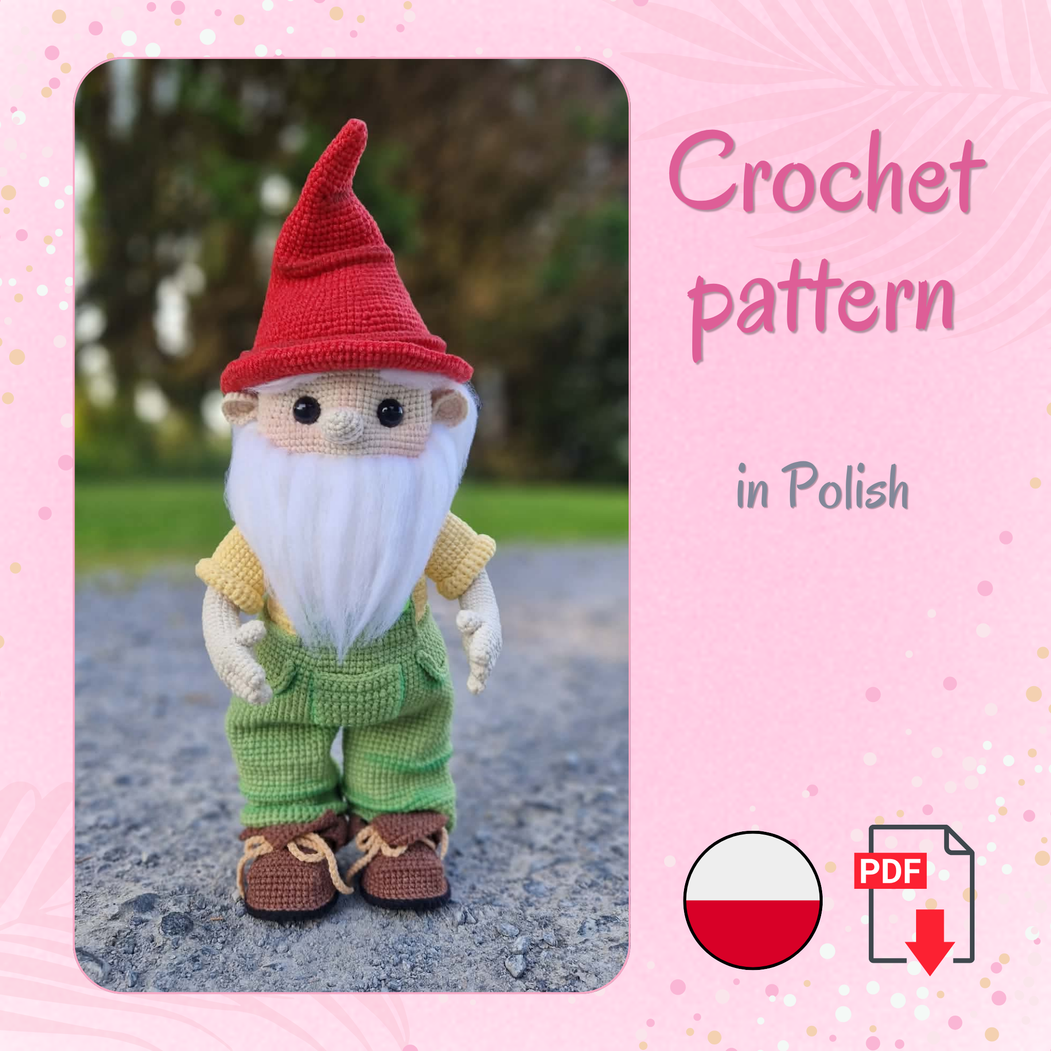 Krasnal Ogrodowy - wzór na szydełko