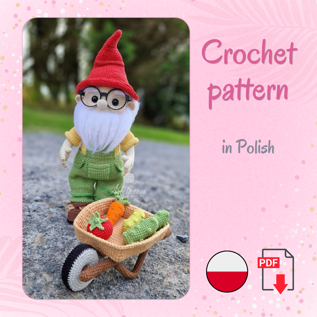Krasnal Ogrodowy - wzór na szydełko
